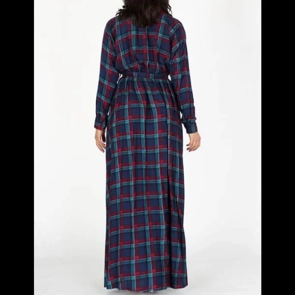 Plaid Maxi Dress, loose fit, with belt/pockets - Picture 5 of 5